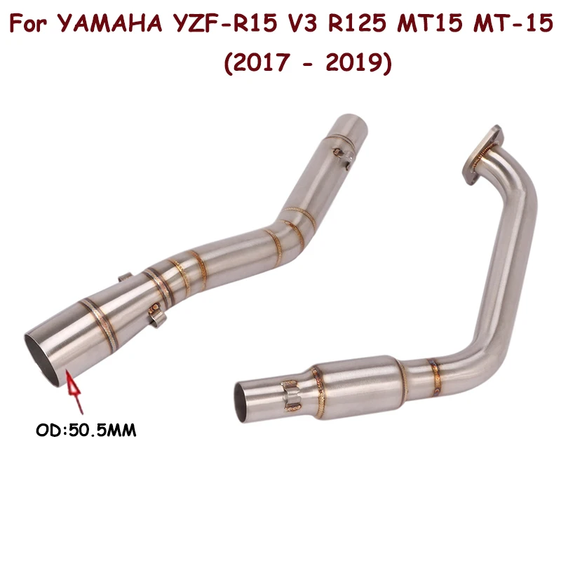 

For YAMAHA YZF-R15 YZF R15 V3 R125 MT15 MT-15 2017 - 2019 Motorcycle Exhaust Systems Moto Escape Front Middle Link Pipe Muffler