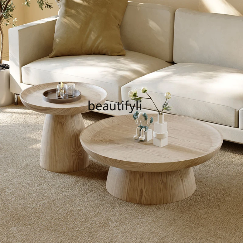 

Chinese Ancient Style round Tea Table Combination Living Room Home Italian Minimalist Walnut Light Luxury Tea Table