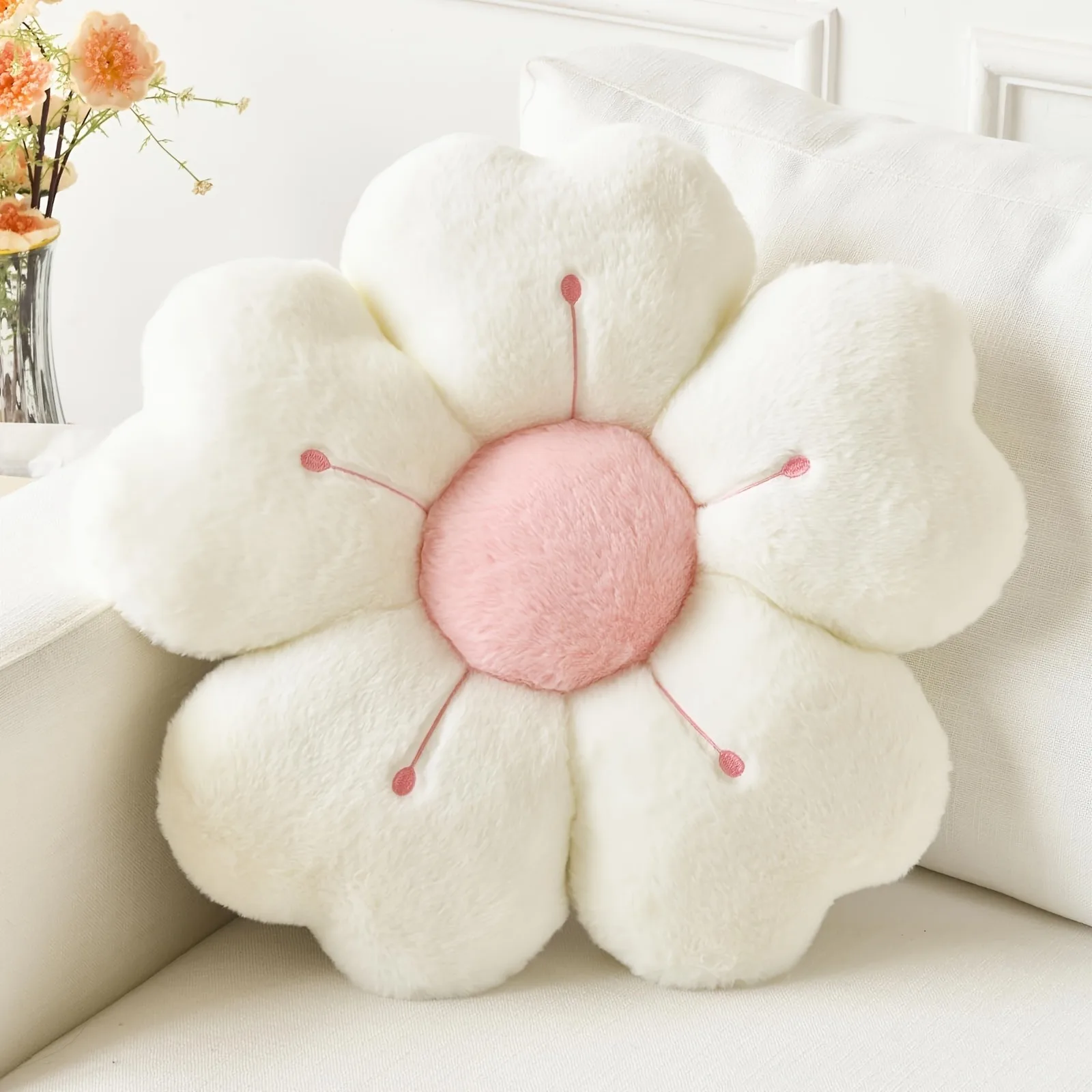Daisy Flower-Shaped Plush Throw Pillow Cozy Cute Decorative Cushion for Bed and Sofa multicolor Soft Fabric Floor Pillow