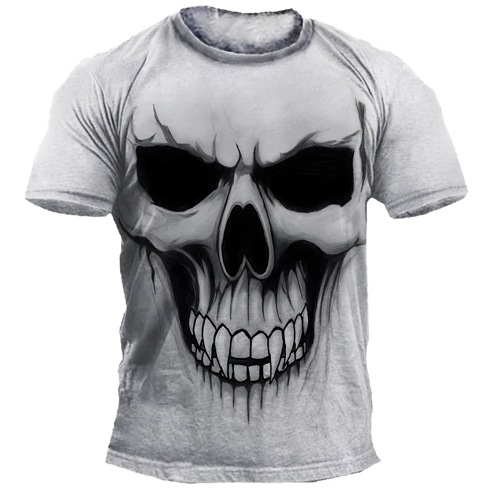 

Men's T-Shirts Halloween Horror Skull T-Shirt Men Casual Short Sleeve Oversized T Shirt Hip Hop Round Neck Trend Quick Dry