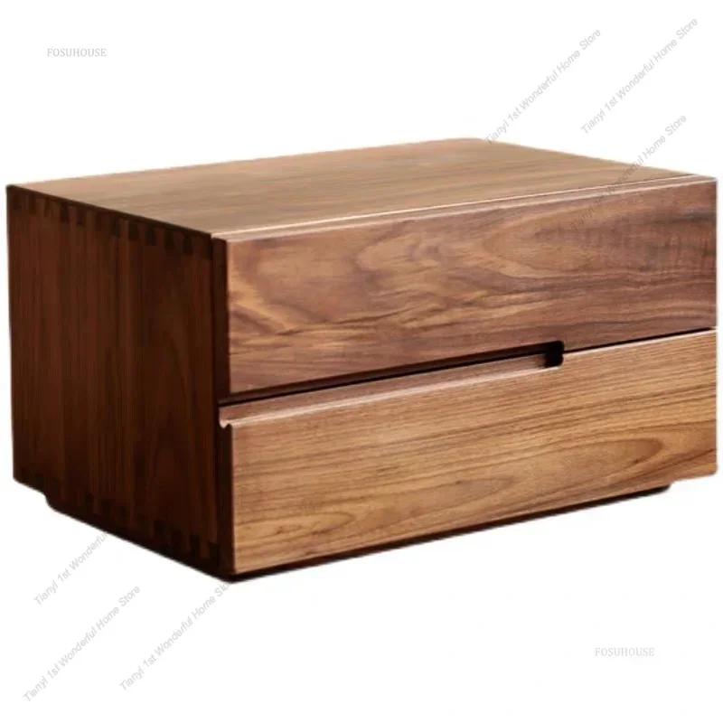 European Solid Wood Nightstands for Tatami Drawers with Hidden Handles Bedside Table Simple Light Luxury Night Table for Bedside