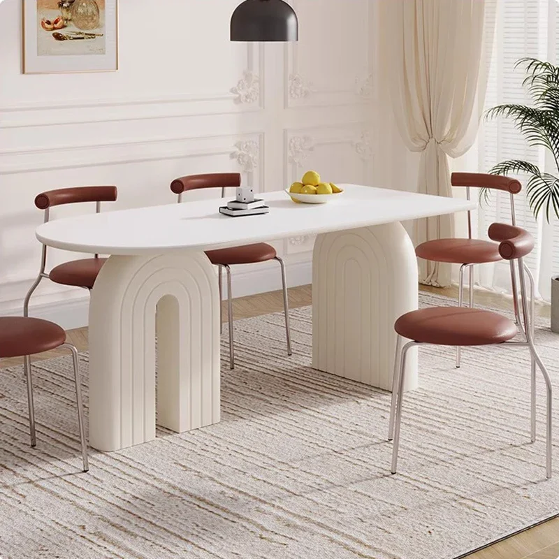 

France Cream Style Rock Plate Dining Table Modern Simple Designer Restaurant Dining Table Minimalist Home Furniture Esstisch FYD