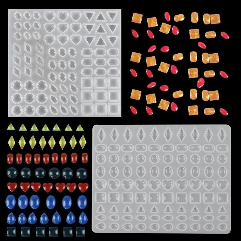 Mould DIY Crystal Resin Casting Molds Heart Square Triangle Teardrop Geometric Shapes Gemstone Cabochon Pendants Silicone Mold