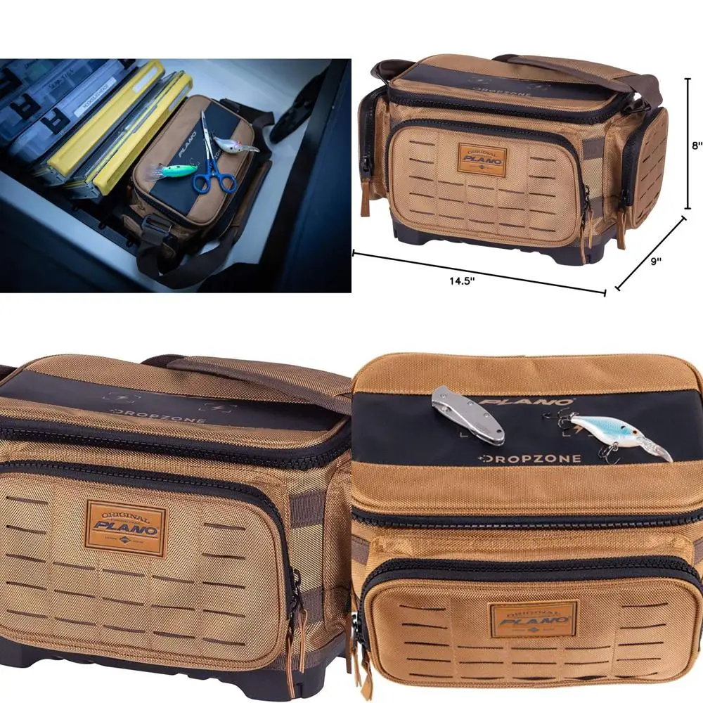 

Plano Guide Series Tackle Bag | Premium Tackle Storage with No Slip Base and Included stows, Khaki with Brown and Black Trim
