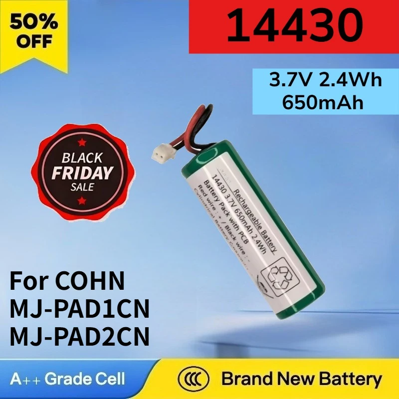 

New 14430 3.7V 2.4Wh 650mAh Rechargeable Battery for COHN MJ-PAD1CN MJ-PAD2CN Fragrance Machine High Quality Replacement Battery