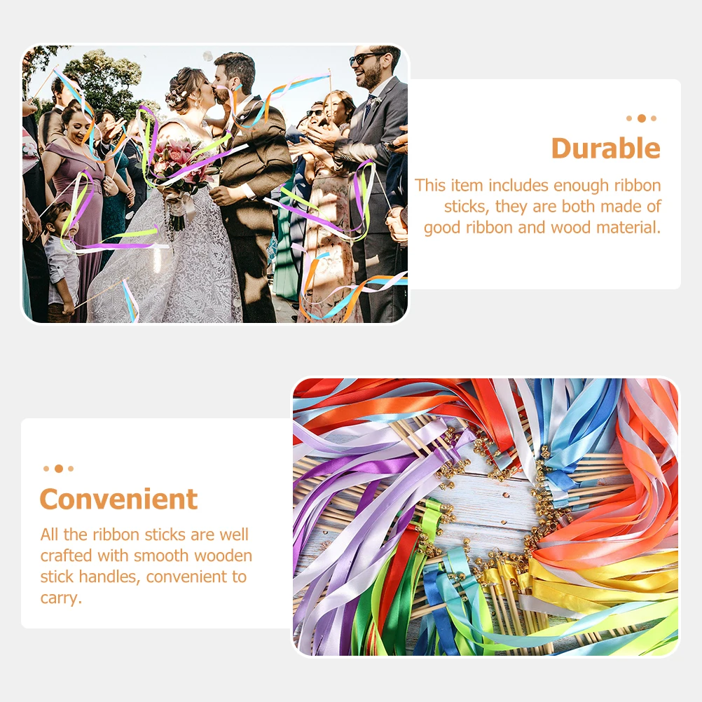 

30Pcs Premium Ribbon Sticks for Parties Fairy Wands Decorative Streamers Wedding Celebration Essentials