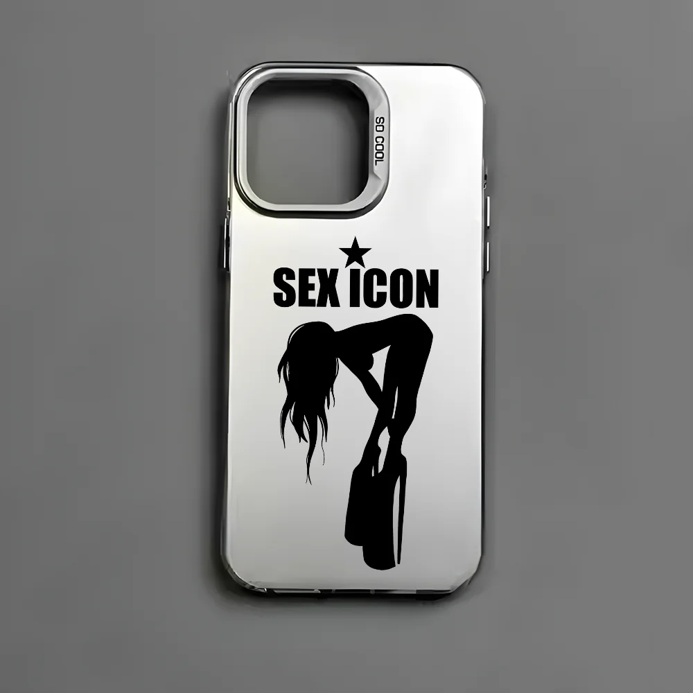Funda de teléfono con patrón de icono sexual para iPhone 16, 15, 14, 13, 12, 11 Pro Max, cubierta Aurora metálica láser Multicolor mate negra