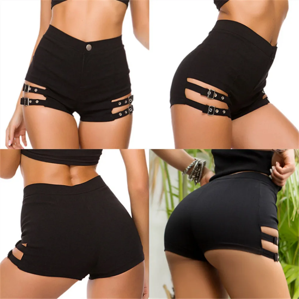 Women Sexy  black Shorts Girl High waist Stretch Nightclub pole dance Hot Shorts YF049-#839