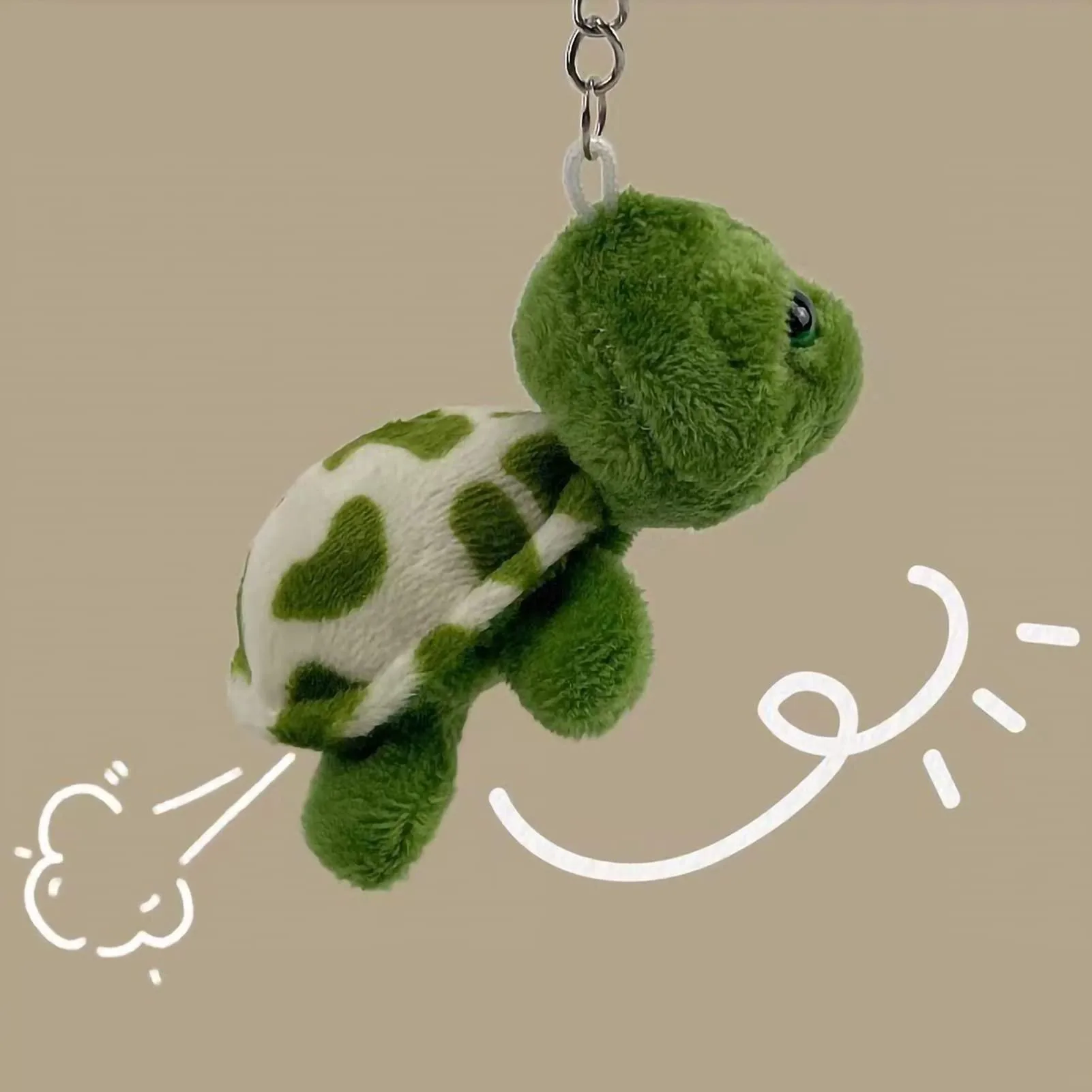 **Cute Green Turtle Plush Keychain, Mini Soft Stuffed Tortoise Pendant, Animal Key Ring Bag Backpack Charm for Kids Women Birthd