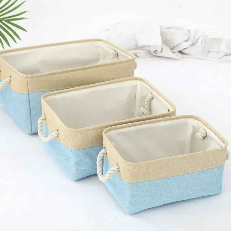 Space-saving Makeup Storage with Handles Picnic Basket Laundry Basket Versatile Double-layered Linen Laundry Basket