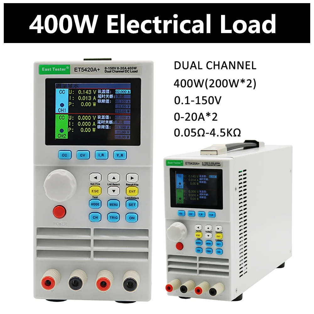 Medidor de Carga Eletrônico Programável Digital dc Load Tester Et5410a Et5420a Et5411a 400w 40a