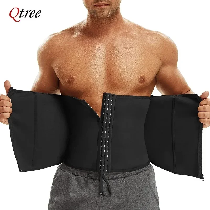 Qtree-Waist Trainer Espartilho para Homens, Controle De Barriga, Shapewear Fitness, Trimmer De Treino, Cinto, Shaper Do Corpo De Emagrecimento,