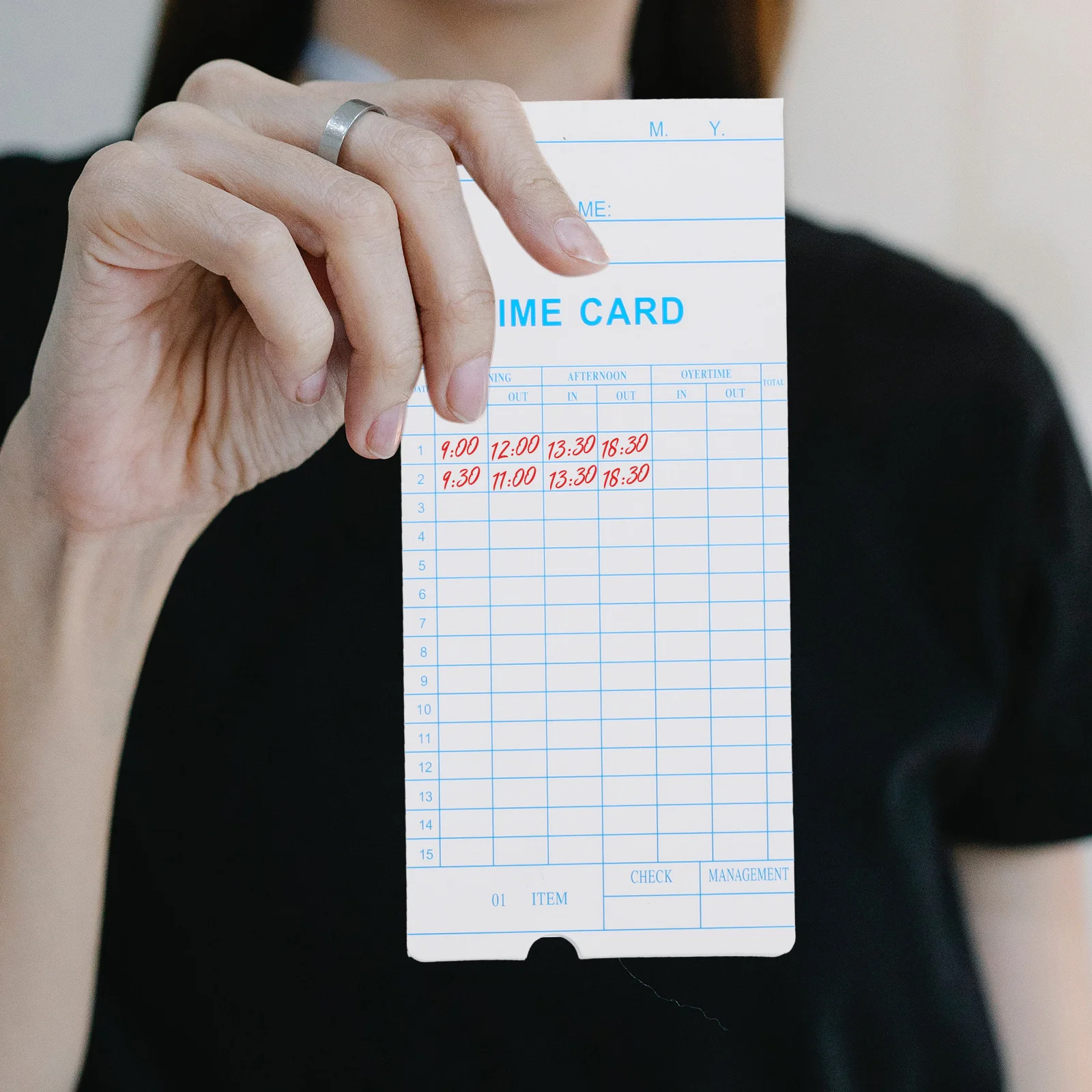 100Pcs English Edition Time Cards Sheets Double-Sided Attendance Cards Paper for Employee Work Hour Tracking Tool