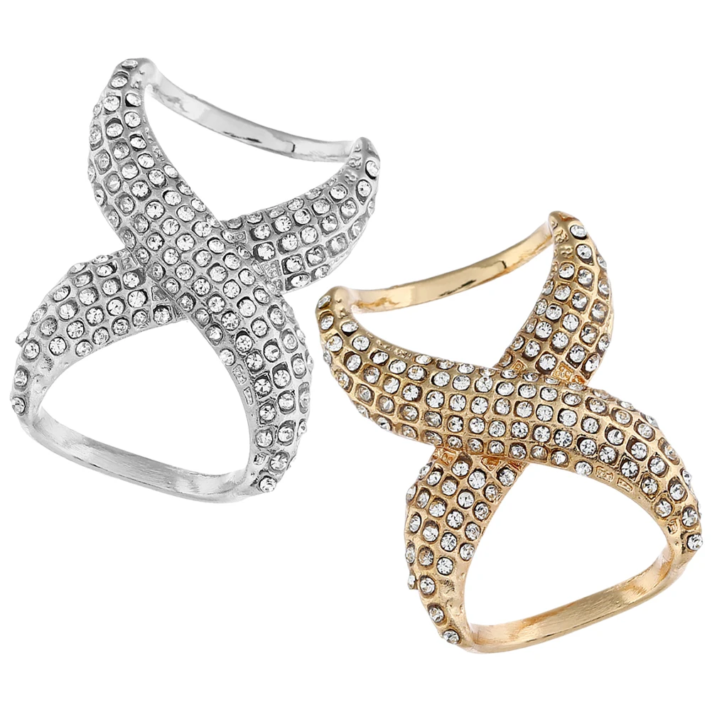 

2Pcs Silk Scarf Rings Rhinestone Clips Shawl Buckle Clasps Fashion Clothing Jewelry for Weddings Parties Daily Wear