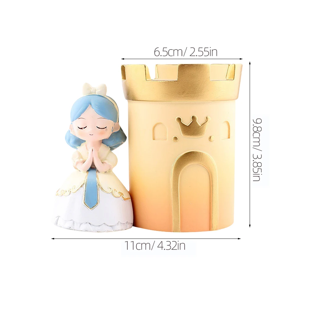 

Resin Ornaments 1157-5B Princess Pen Holder Storage Container Desk Cartoon Kawaii Pencil Organizer Office Supplies Decor
