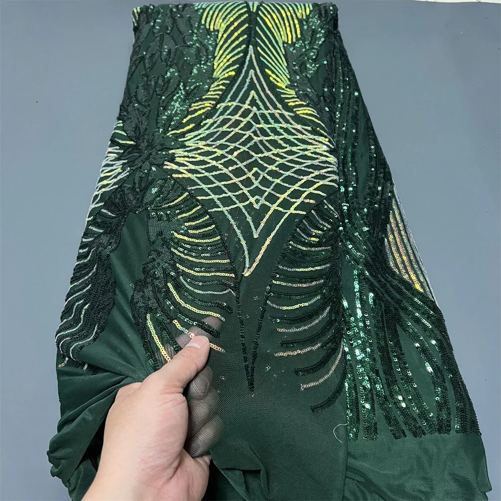 

2025 Новая африканская нигерийская кружевная ткань высокого качества с вышивкой из тюля для свадебных платьев, элегантный материал свадебного платья, 5 ярдов