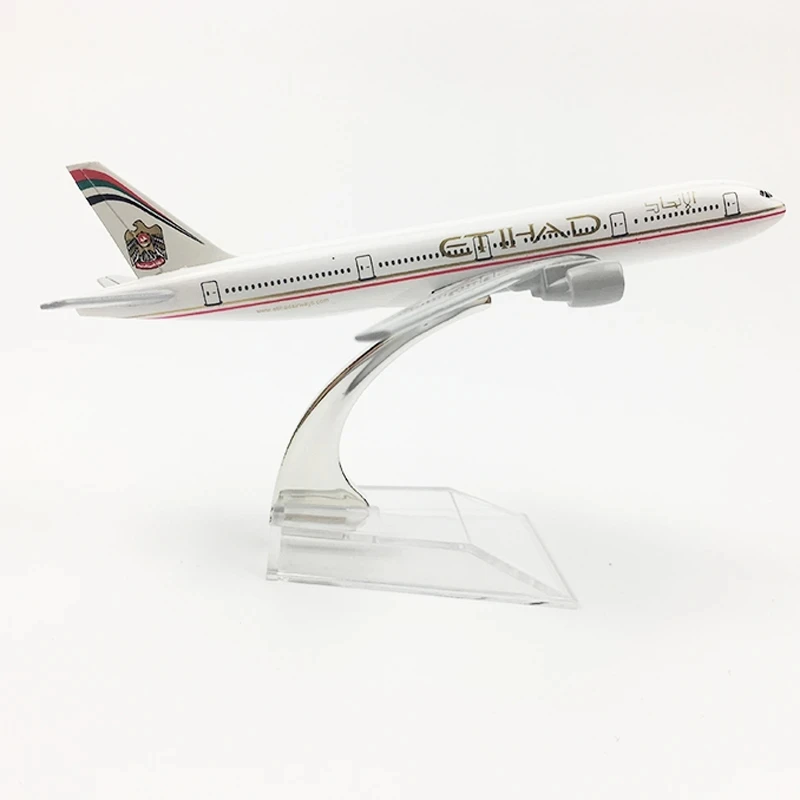 16CM Plane Model B777 Etihad Airlines 1/400 Alloy Aircraft Scale Collectible for Aviation Enthusiast Gift Souvenir Hobby