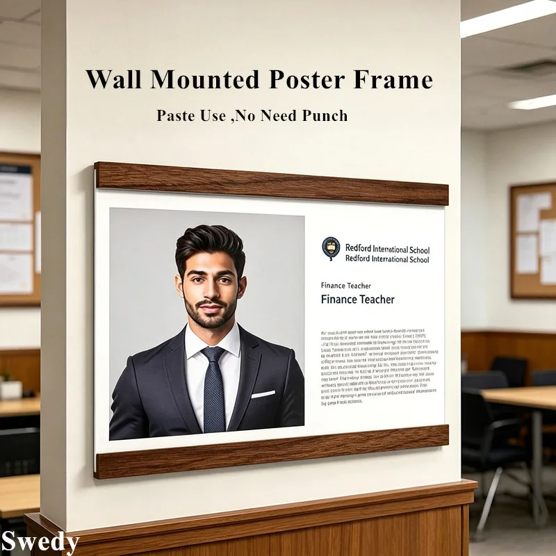 4 Pieces A4 210x297mm Wall Mount Acrylic Picture Photo Poster Frame Magnetic Document Sign Holder Display Flyer Frame