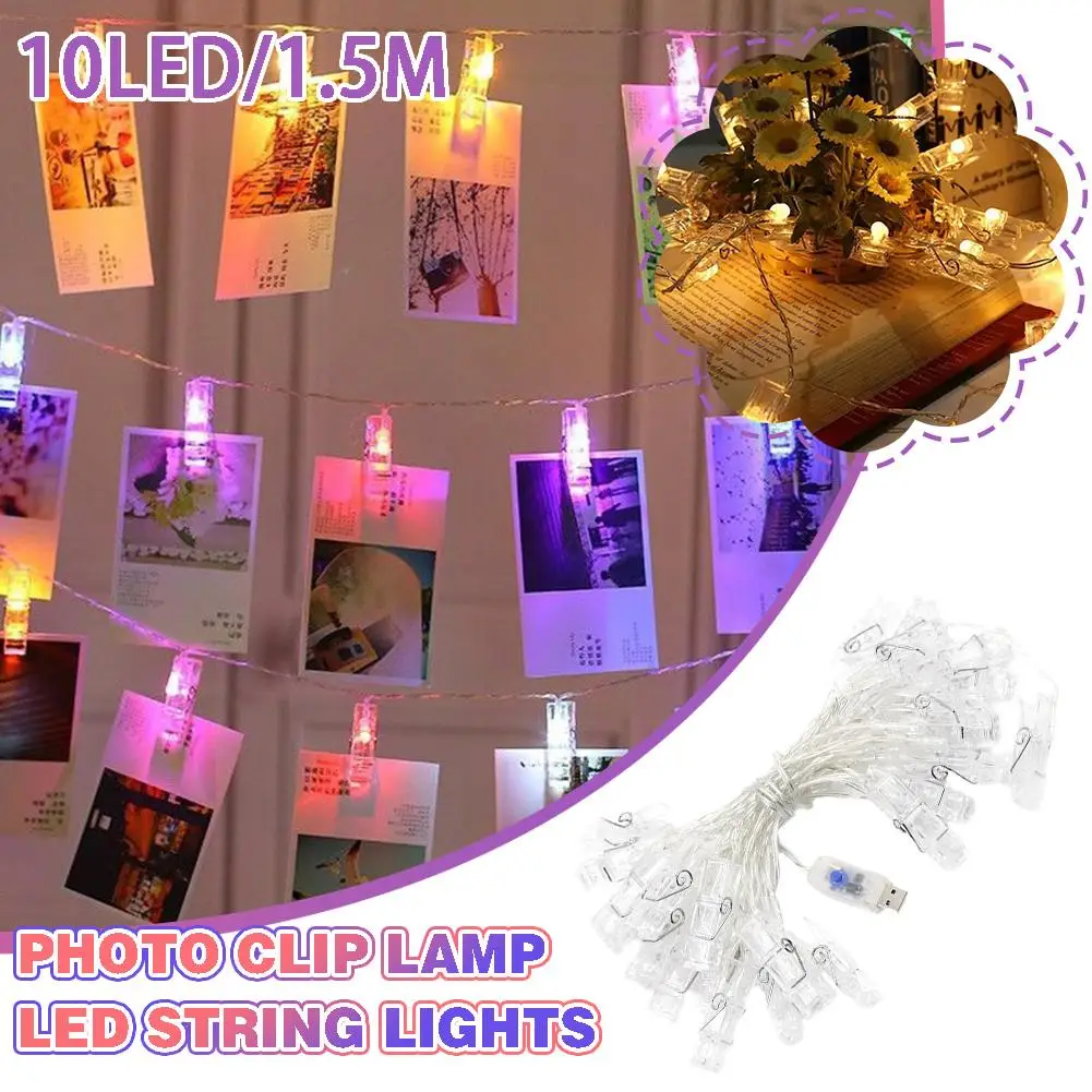 10 Led Lichtslingers 1.5M 2 Kleuren Fotoclip Fairy Outdoor Batterij Feest Kerstversiering Bruiloft Slinger Bediend Ligh X4m3