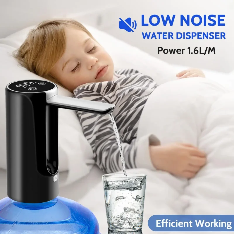 

5 Gallon Bottle Water Dispenser, Foldable Water Bottle Pump, Portable Electric Drinking Water Pump, Low Noise Digital Display