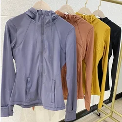 Women Yoga Define Jacket Gym Workout Hooded Top Zipper Hooded Women's Running Hoodie Sports Jacket Hoodies Thumb Hole