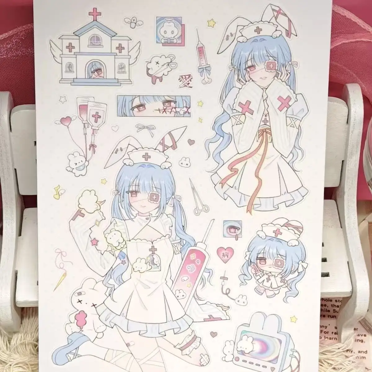 Japanese Korean Original Character Stickers Cute Self-adhesive Angel Two-dimensional Diy Ancient Stickers Japanese Sticker Book