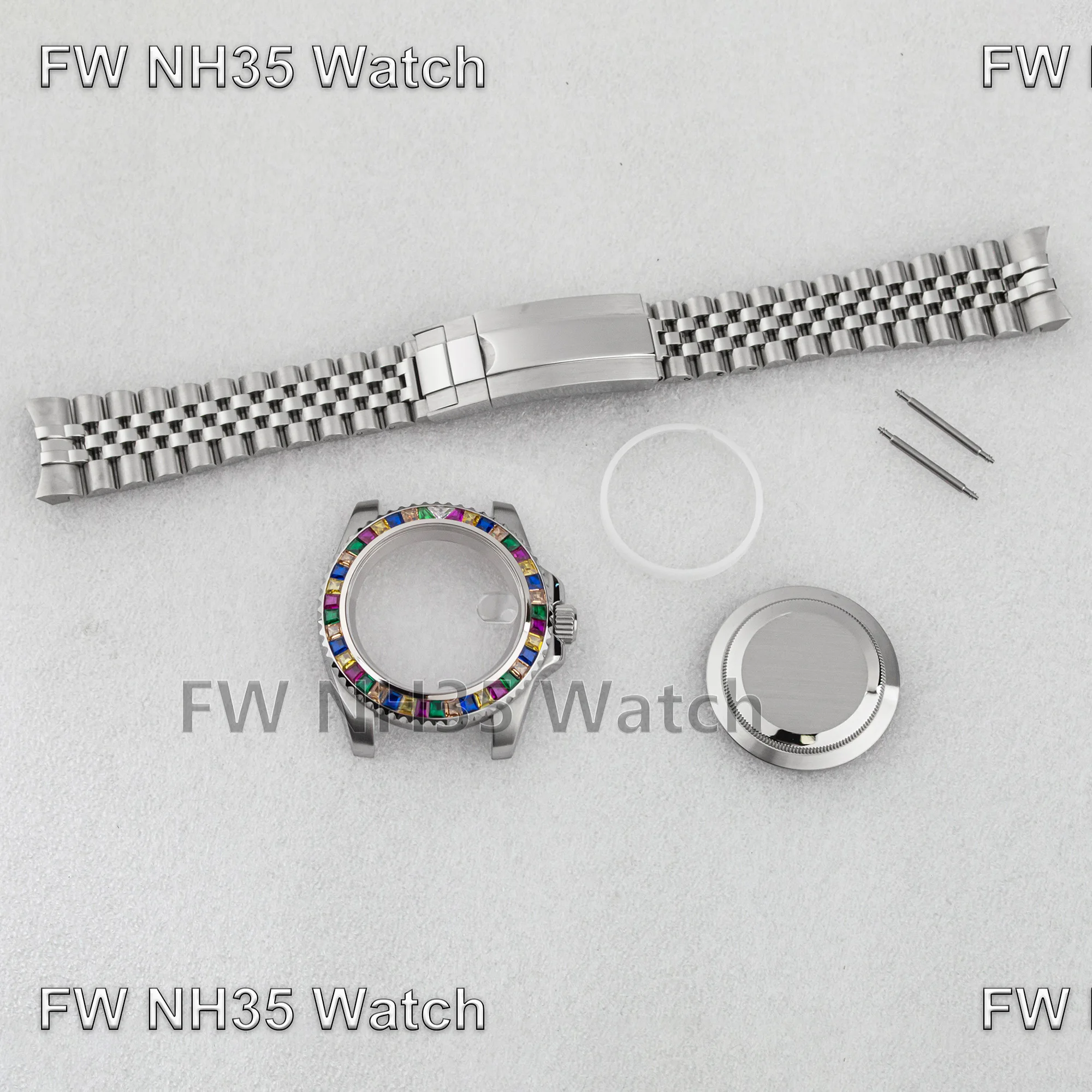 40 mm Uhrengehäuse, Jubilee-Armband, Saphirglas, wasserdichtes Diamantgehäuse, Edelstahl-Uhrenarmband für Mod SUB GMT NH35/36 Uhrwerk