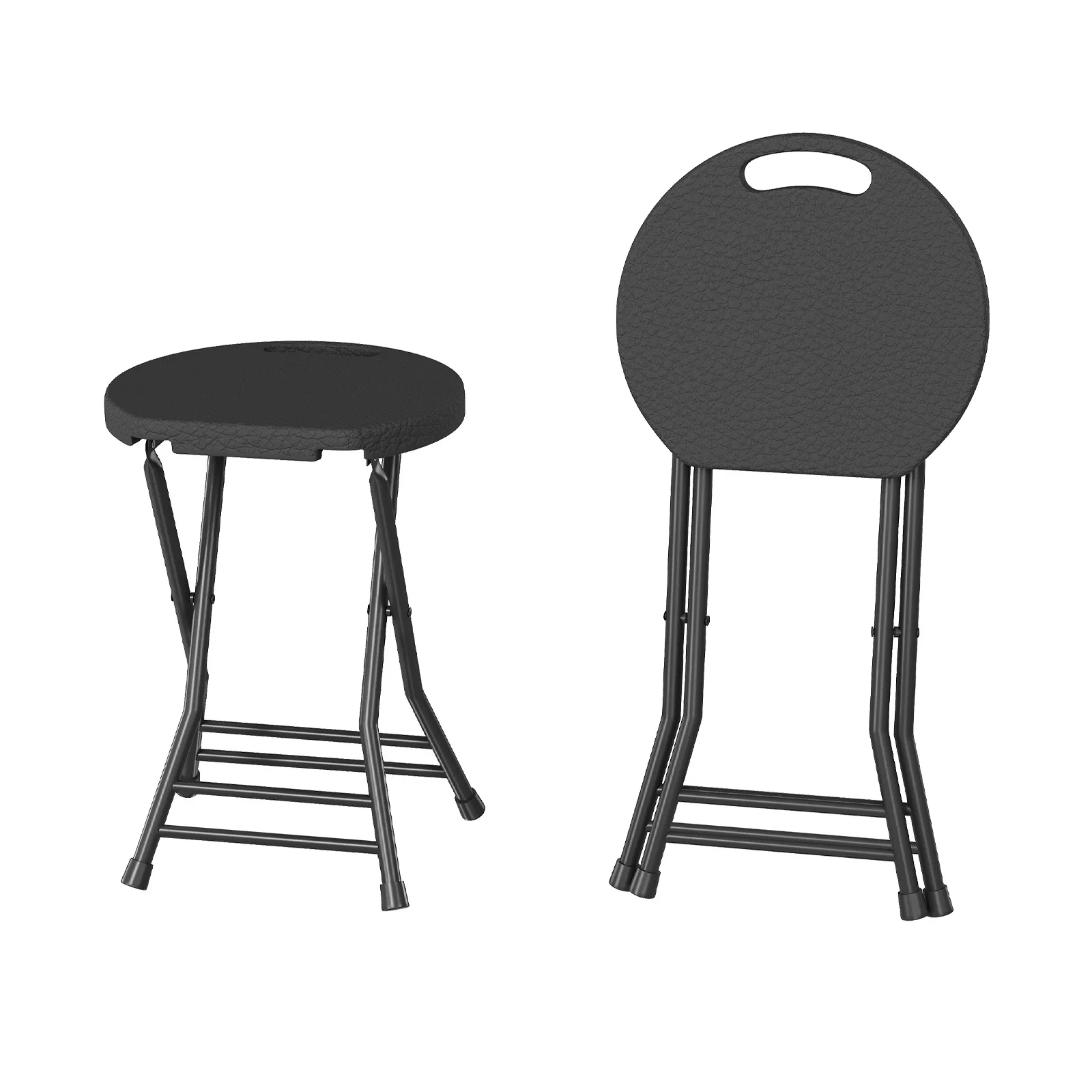 Folding Stool, 18 Inch Foldable Stool with Handle & Steel Frame,Portable Folding Bar Stools, 600lbs Sturdy Foldable Lightweight Metal Chair for Camping, Indoor and Outdoor