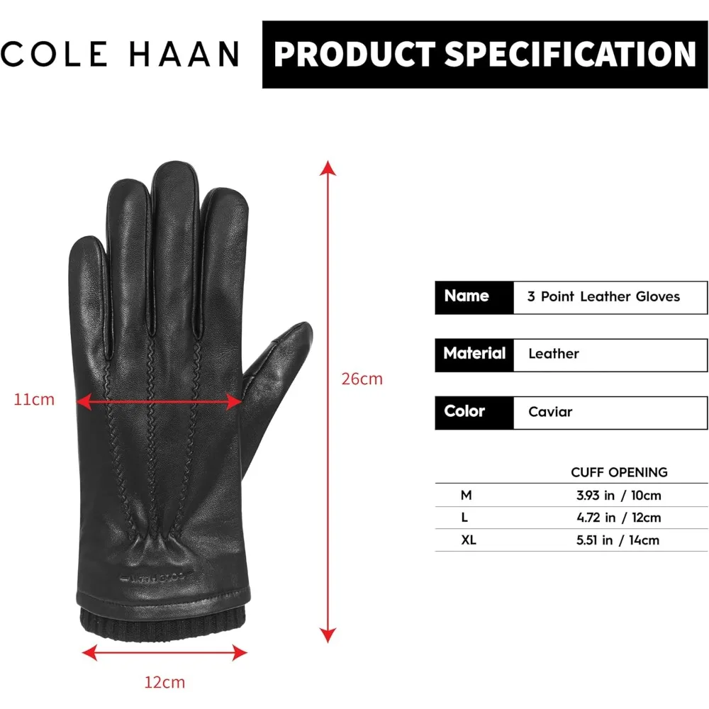 قفازات جلدية عالية الجودة للرجال مع شاشة تعمل باللمس متوافقة مع الإبهام وإصبع السبابة للاستخدام المحسن للهواتف الذكية