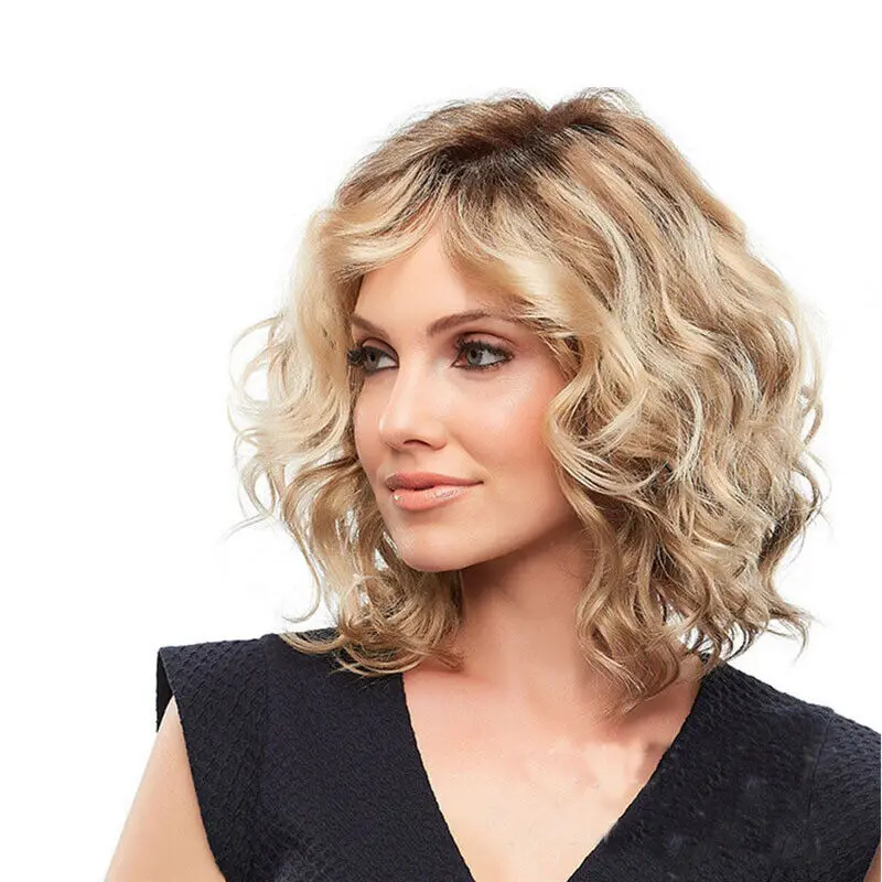 Cabelo longo encaracolado em flor pêra para mulheres, cabelo curto