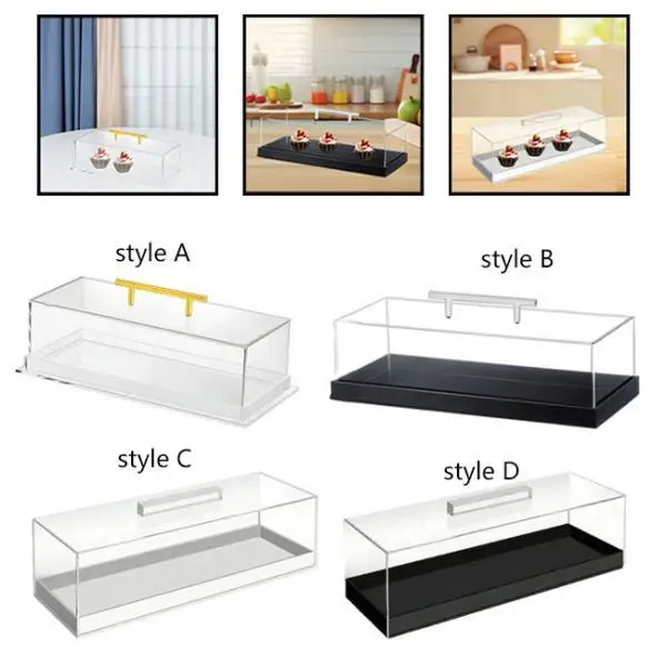 

Акриловая подставка для еды с ручкой, прямоугольный органайзер для торта, поднос, держатель для кондитерских изделий для шведского стола, вечеринки