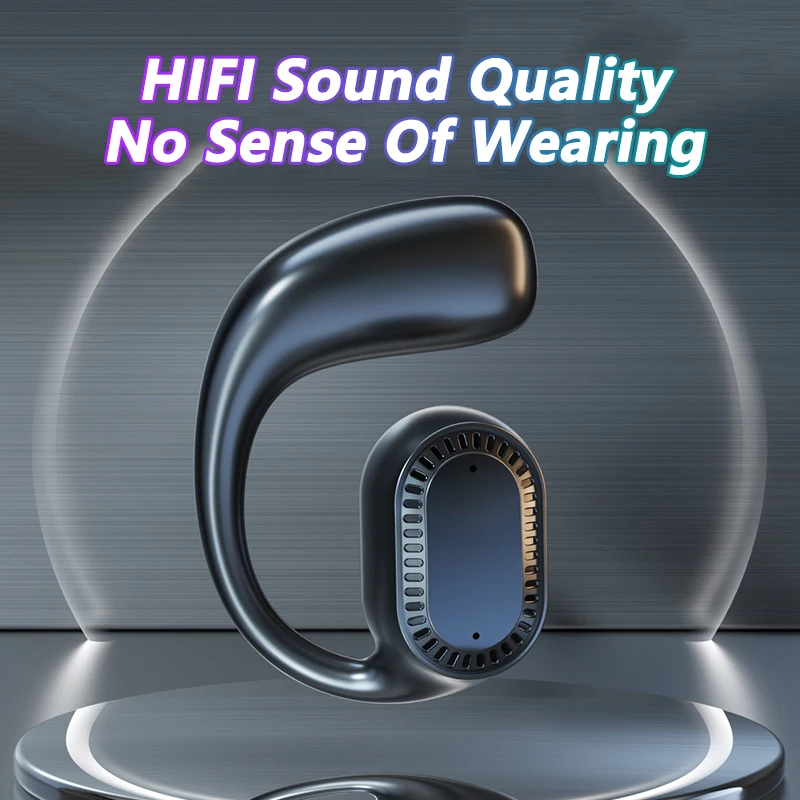 Single Ear Air Conduction Headphones Earhook Hedset Bluetooth 5.3 Wireless Business Headset With Mic Open Touch Sports Earphone