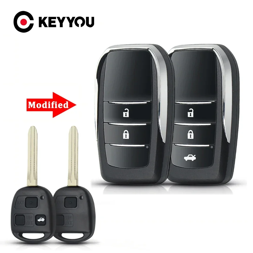 KEYYOU 1PCS Modified Remote Car Key Shell Case For Toyota Yaris Carina Corolla Avensis Folding Flid Key Toy43 Blade