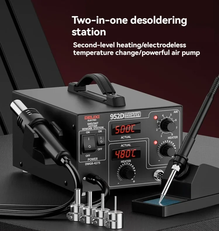 1pc Soldering Station Electric Soldering Iron Professional Electronic Maintenance Hot Air Gun Disassembly Soldering 2-in-1