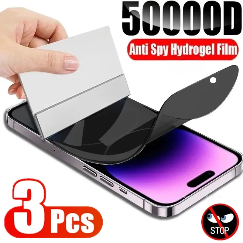 3Pcs Anti-Spy Hydrogel Film for iPhone 16 15 1413 12 11 14 16 Pro Max Privacy Screen Protectors for iPhone 13 Mini XS MAX X XR