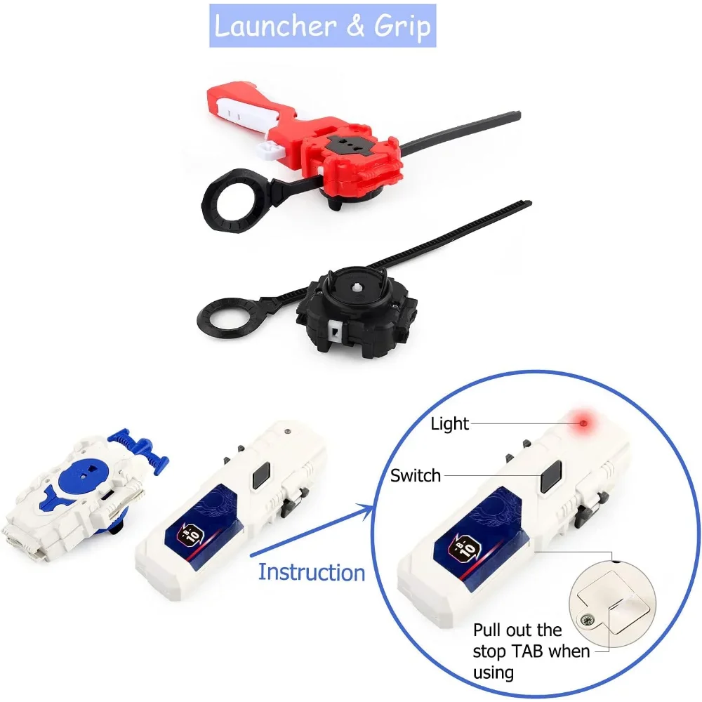 Bleyblade Takara Tomy Top Burst Gyro Toy Set, 12 Spinning Tops & 3 Launchers with Black Storage Box, Birthday Boys Girls