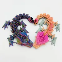 3D Printed Rose Dragon Egg Crystal Dragon Toy for Kids Rotatable Articulated Dragon Kid Hollow Christmas Gift Desktop Home Decor