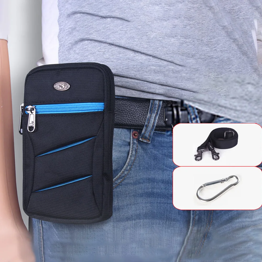 Men Fanny Waist Pack Small Cross body Shoulder Messenger Bags Nylon Hook Unisex Cell Mobile Phone Case Cover Fanny Belt Bag