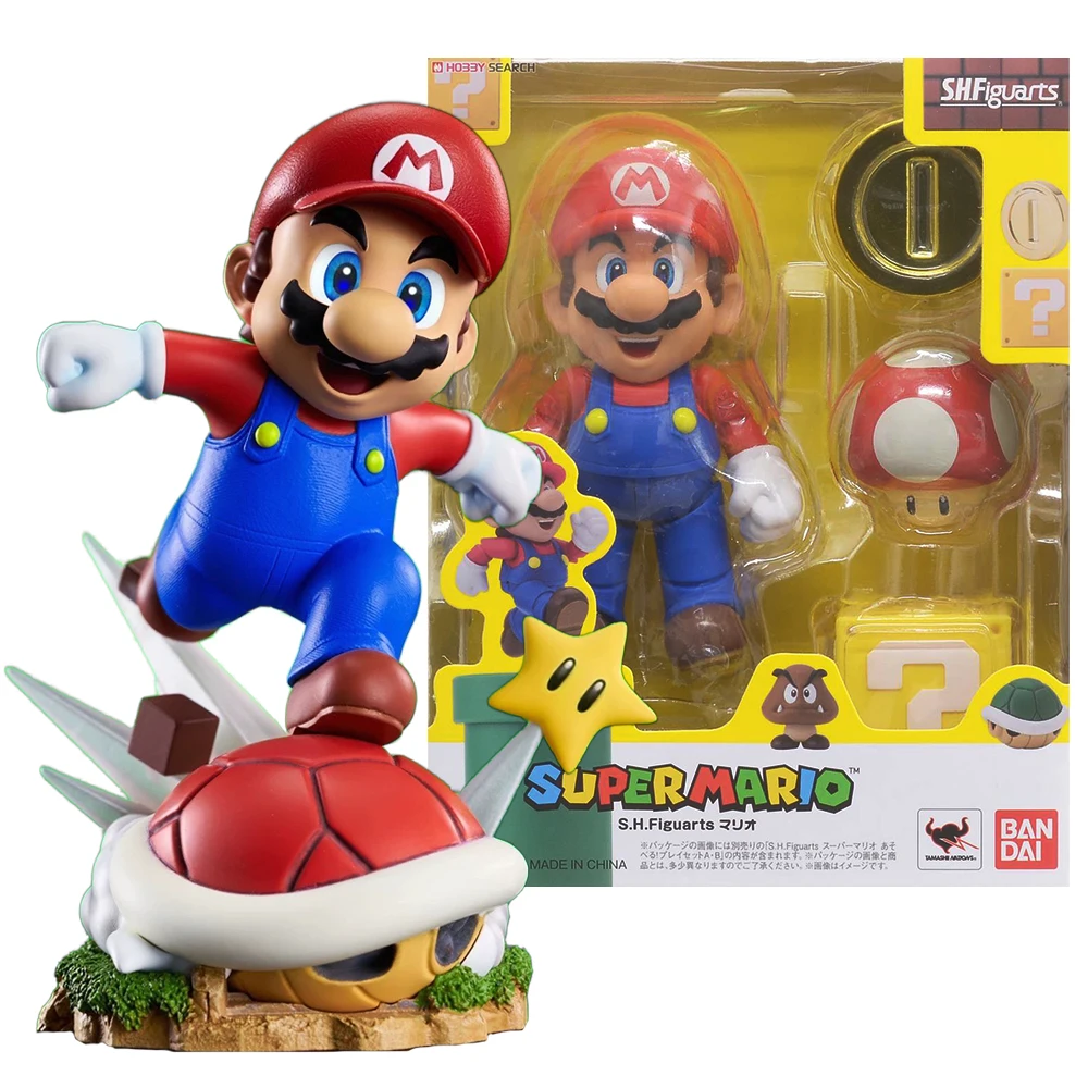 BANDAI 12CM Game Super Mario Toys Mario Run GK Figures Mario Bros Action Figures Scene Mario PVC Figures Stars Model