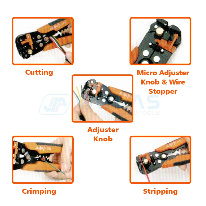 VAYLAS 5 in 1 Auto Wire Stripper Crimper Cable Cutter Self-Adjusting with Cushion Handle Grip Multifunctional Stripping Tools