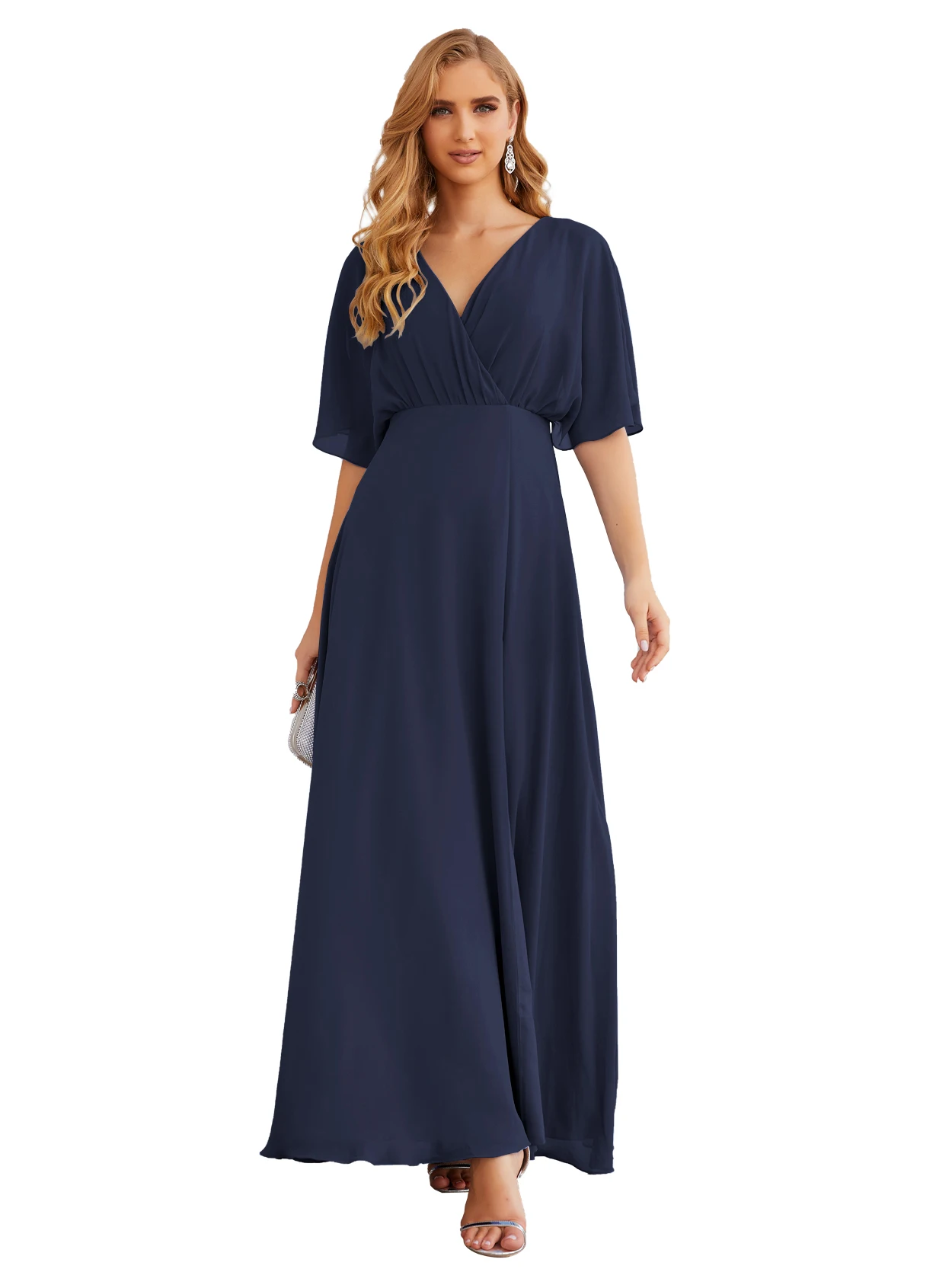 women's dusty blue bridesmaid dresses Sharon Said Flutter Sleeves Deep V-Neck Dress Side High Slit Wedding Party Attire BS010 Customized Dresses with Boots Outfits ALYSSA Ruched Built Color:Sangria dusty blue dress for wedding