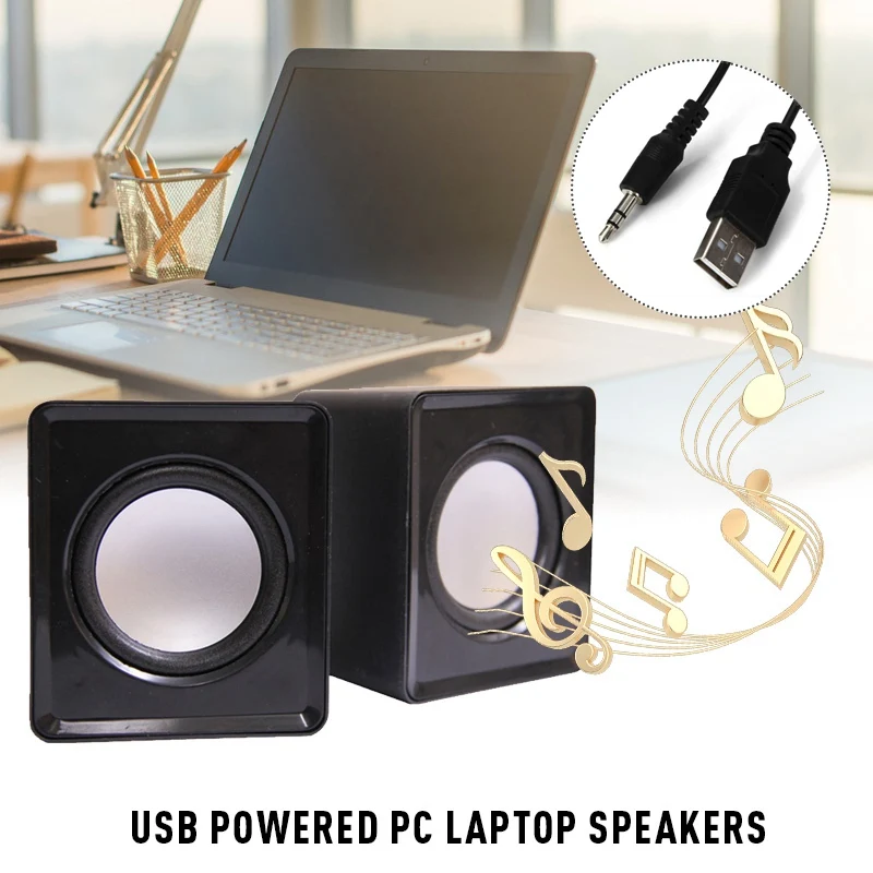 2PCS/Set Mini Computer Speaker USB Wired Speakers Universal Stereo Sound Surround Loudspeaker For PC Laptop Notebook black