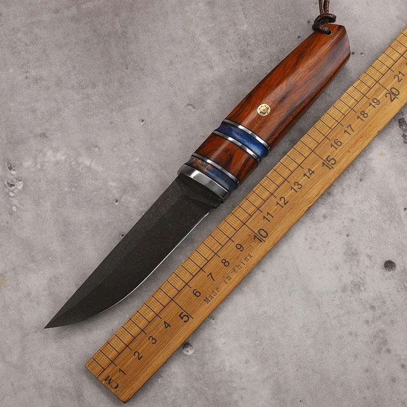 New High Quality Desert Iron Wood Handle Camping Fixed Knife Outdoor Survival Gift Hunting Knife EDC Tool