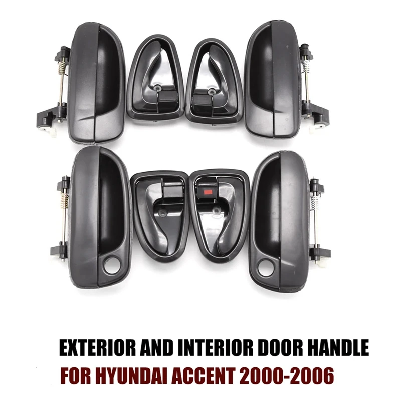 4Pcs Exterior Door Handles Door Handles +4Pcs Interior Door Handles For Hyundai Accent 2000-2006 8265025000 8261022001