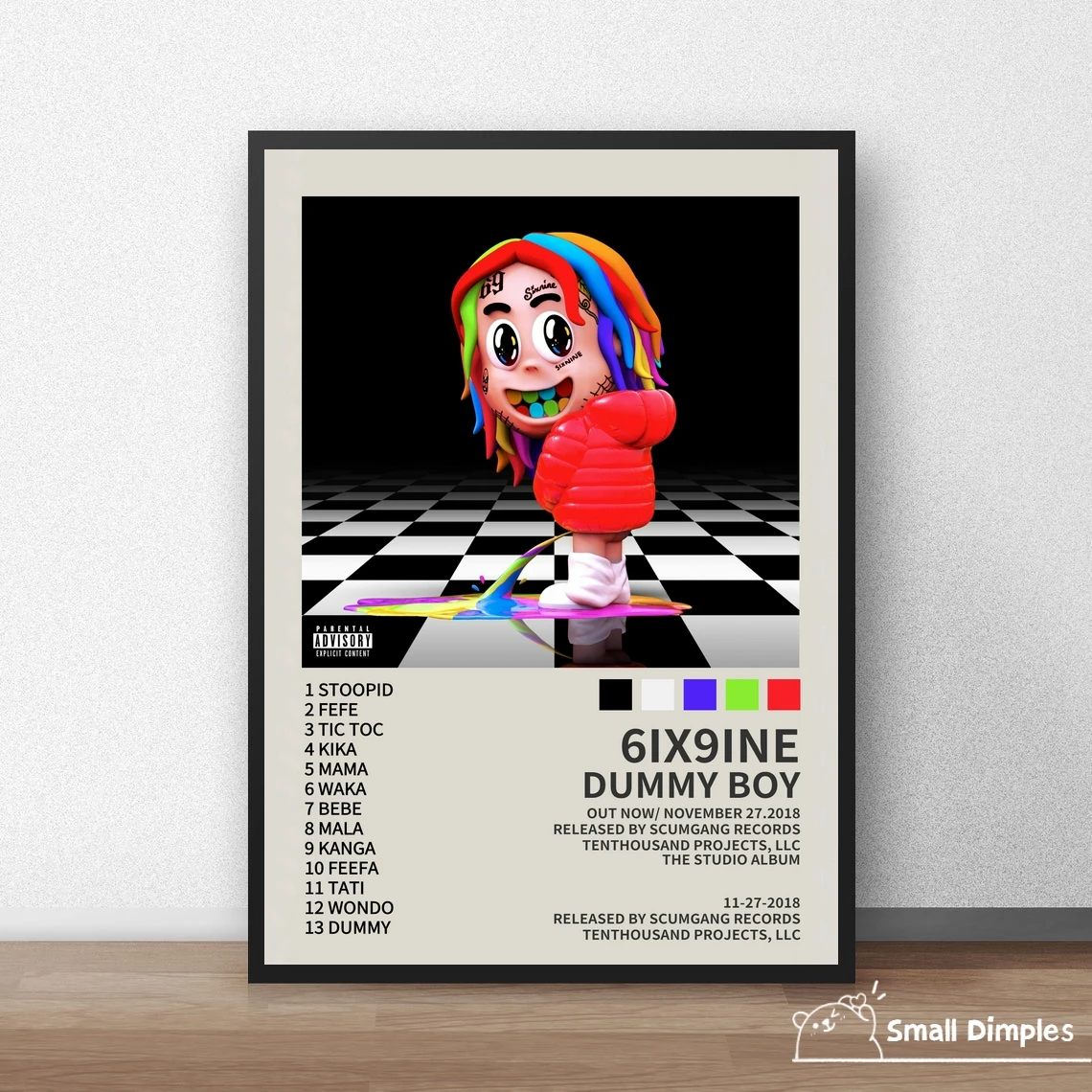 6ix9ine Dummy Boy Music Album Poster Creative Song Catalog Poster Canvas Art Print Home Decoration Wall Painting ( No Frame )
