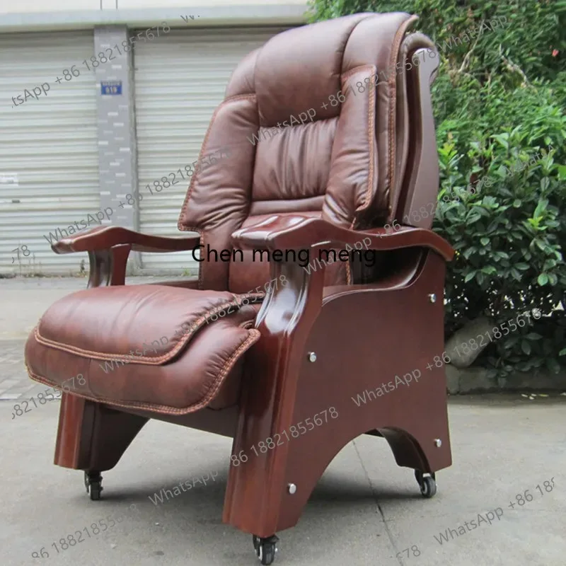 

RR The first layer of cowhide boss chair leather four-legged office large class chair home reclining massage computer chair