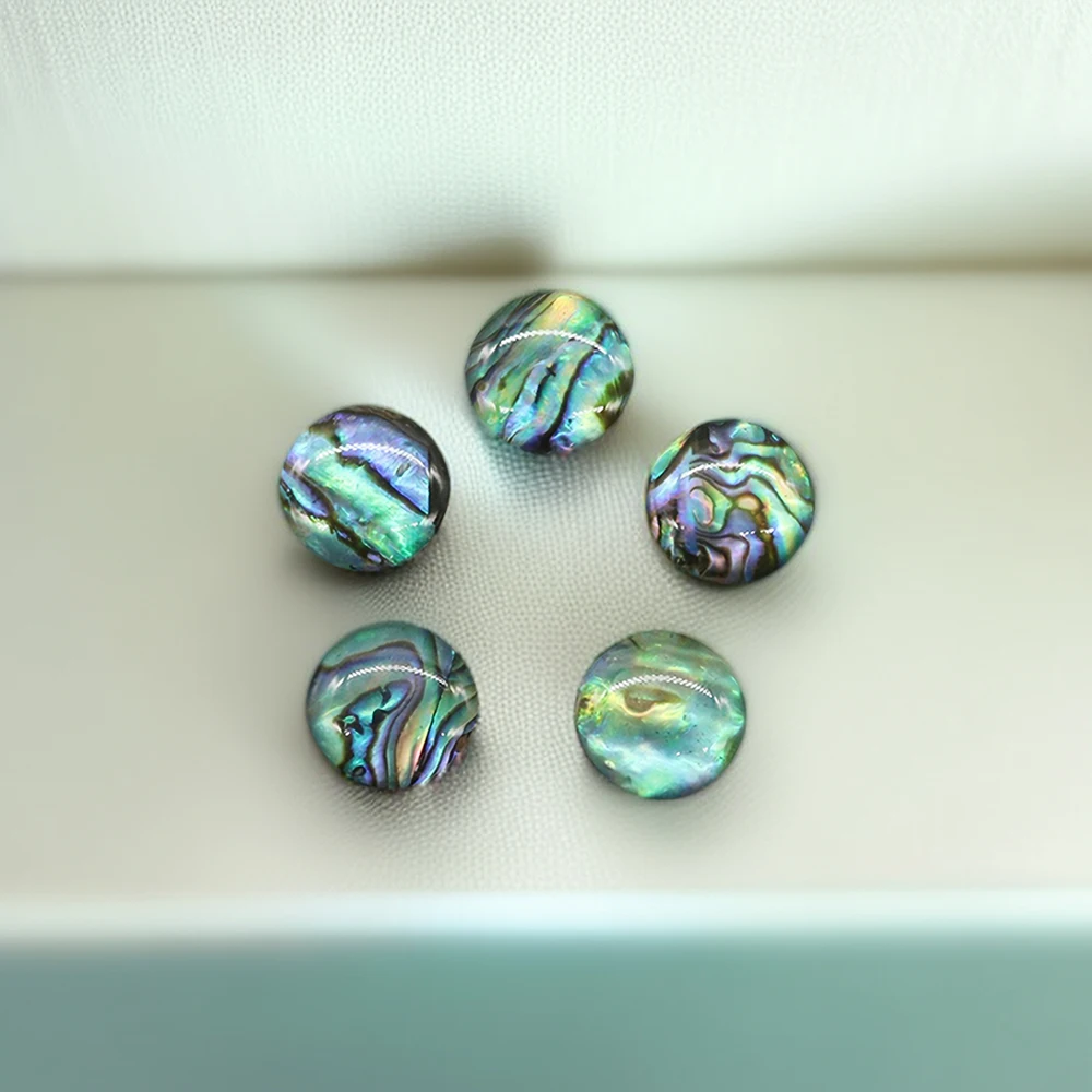 Nature Abalone Shell Beads Cabochons Round Disc Mother of Pearl Shell No Hole Beads for Jewelry Making DIY Ring Necklace Earring