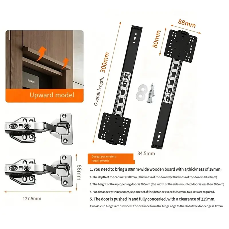 AB33-Up-Turn Swing Door Oven Cabinet Air Conditioning Cabinet Folding Slide Pocket Door Top Guide Rail