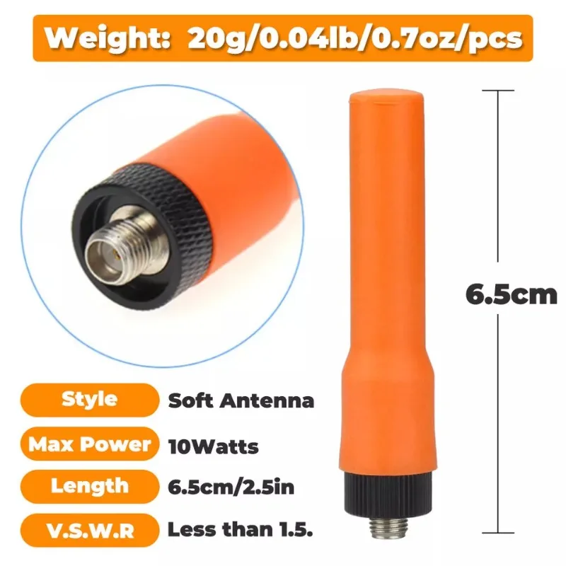 10PCS Orange SF-20 SMA Male/SMA Female/BNC Dual Band VHF UHF 144MHz/430MHz SF20 Soft Antenna for Baofeng Kenwood HYT TYT Radio