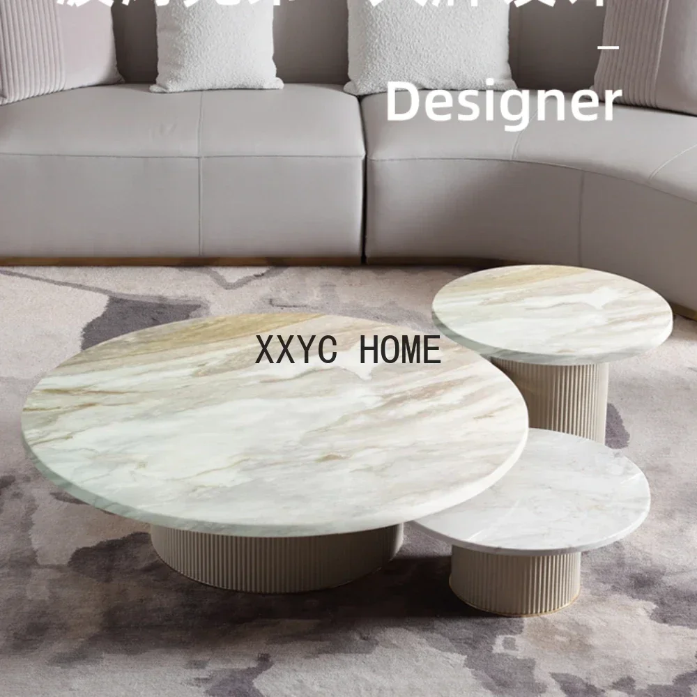 

Villa High-End Natural Marble Light Luxury Tea Table Combination
